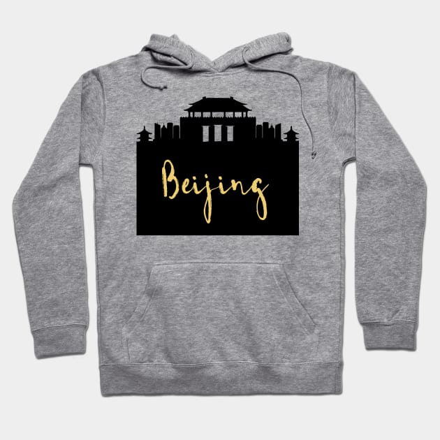 BEIJING CHINA DESIGNER SILHOUETTE SKYLINE ART Hoodie by deificusArt